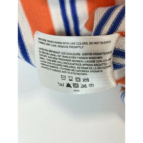 Brooks Brothers Mens Polo Shirt Short Sleeve Peach Blue Stripe - Picture 9 of 12